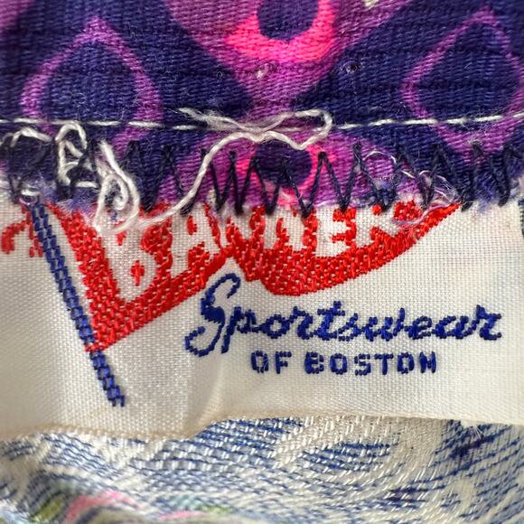 Vintage Banner Sportswear Maxi Skirt Bright Stripe Big Button Size L 60/70s Blue - Picture 5 of 5